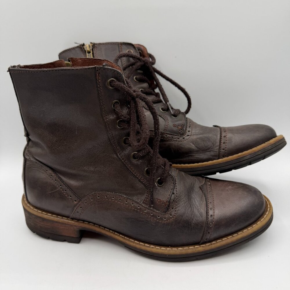 Steve Madden Mens Troopah-C Boots Leather Brown Cap Toe Zipper Size 9 Comba